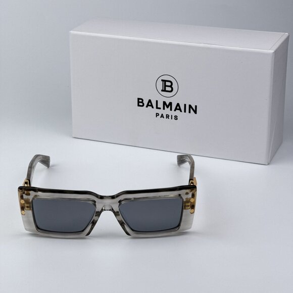 Balmain IMPERIAL BPS-145C-53 Women BRAND NEW Sunglasses Grey Crystal Rectangle - Picture 1 of 12
